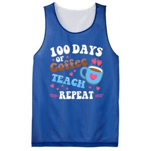 100 Days Of Coffee Teach Repeat 100th Day Of School Teacher Great Gift Mesh Reversible Basketball Jersey Tank