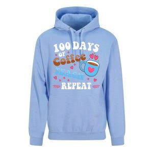 100 Days Of Coffee Teach Repeat 100th Day Of School Teacher Great Gift Unisex Surf Hoodie