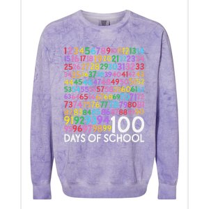 100th Day Of School Teacher 100 Days Math Numbers Colorblast Crewneck Sweatshirt