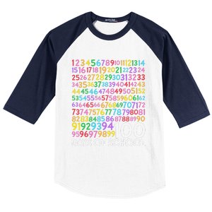 100th Day Of School Teacher 100 Days Math Numbers Baseball Sleeve Shirt