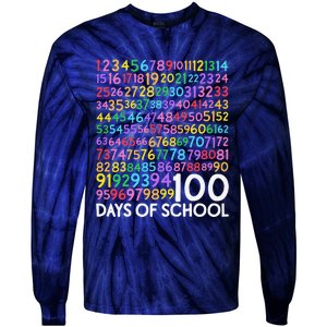 100th Day Of School Teacher 100 Days Math Numbers Tie-Dye Long Sleeve Shirt