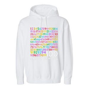 100th Day Of School Teacher 100 Days Math Numbers Garment-Dyed Fleece Hoodie