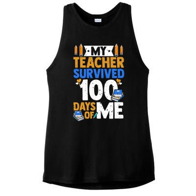 100th Day Of School My Teacher Survived 100 Days Of Me Cute Gift Ladies PosiCharge Tri-Blend Wicking Tank