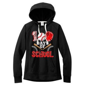 100 Days Of School Baseball Celebration Girl Women's Fleece Hoodie