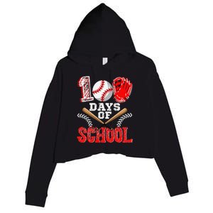 100 Days Of School Baseball Celebration Girl Crop Fleece Hoodie