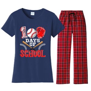 100 Days Of School Baseball Celebration Girl Women's Flannel Pajama Set