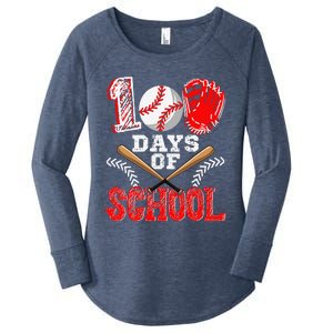 100 Days Of School Baseball Celebration Girl Women's Perfect Tri Tunic Long Sleeve Shirt