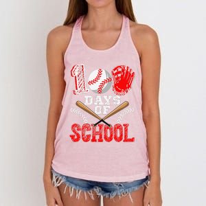 100 Days Of School Baseball Celebration Girl Women's Knotted Racerback Tank