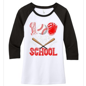 100 Days Of School Baseball Celebration Girl Women's Tri-Blend 3/4-Sleeve Raglan Shirt