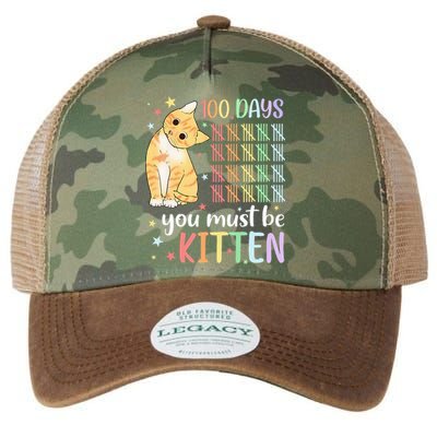 100th Day Of School Cat You Must Be Kitten Student Legacy Tie Dye Trucker Hat