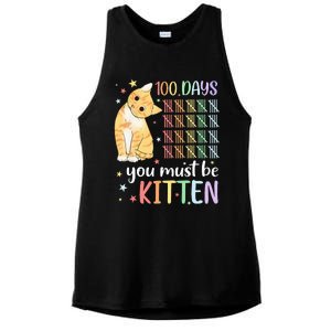 100th Day Of School Cat You Must Be Kitten Student Ladies PosiCharge Tri-Blend Wicking Tank