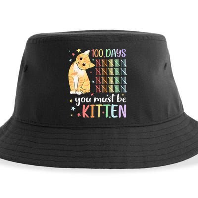 100th Day Of School Cat You Must Be Kitten Student Sustainable Bucket Hat