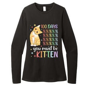 100th Day Of School Cat You Must Be Kitten Student Womens CVC Long Sleeve Shirt