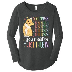 100th Day Of School Cat You Must Be Kitten Student Women's Perfect Tri Tunic Long Sleeve Shirt