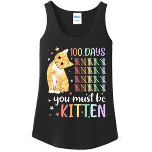 100th Day Of School Cat You Must Be Kitten Student Ladies Essential Tank