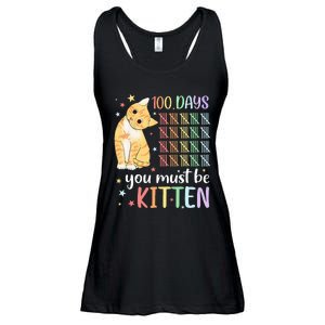 100th Day Of School Cat You Must Be Kitten Student Ladies Essential Flowy Tank