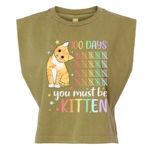 100th Day Of School Cat You Must Be Kitten Student Garment-Dyed Women's Muscle Tee