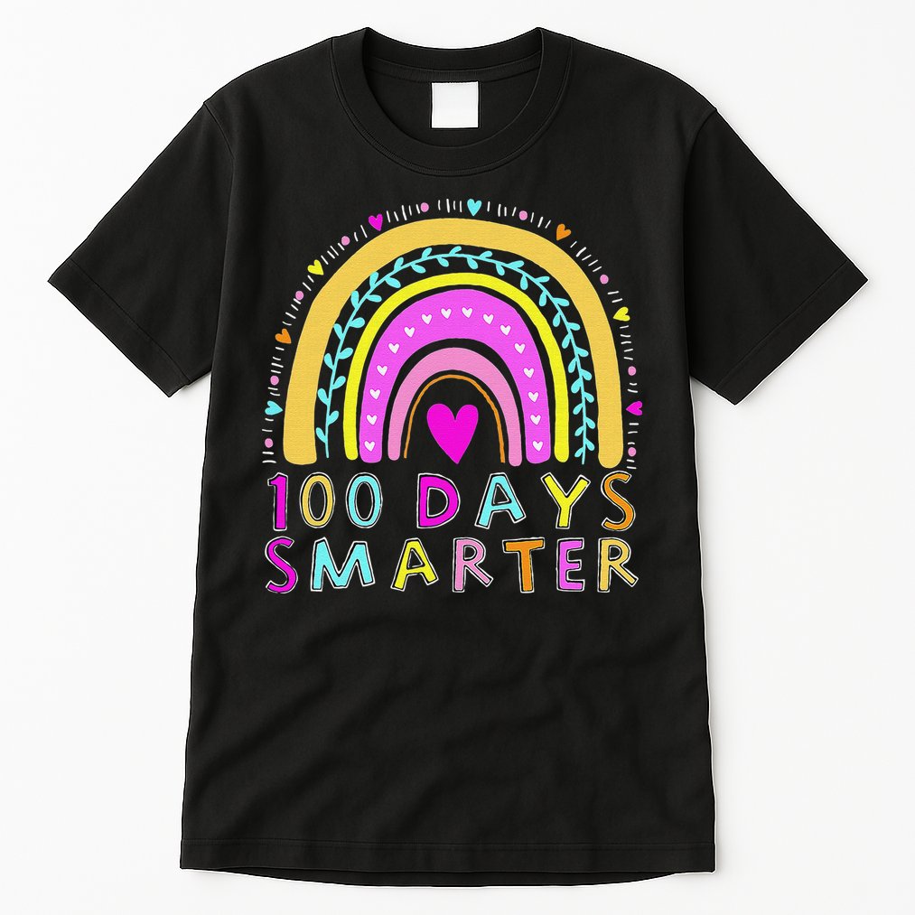 100th Day Of School Teacher rainbow 100 Days Smarter Tall T-Shirt