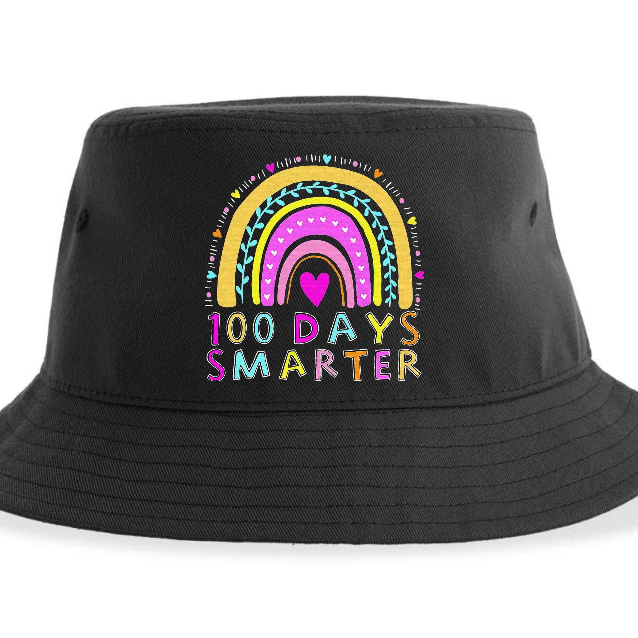 100th Day Of School Teacher rainbow 100 Days Smarter Sustainable Bucket Hat