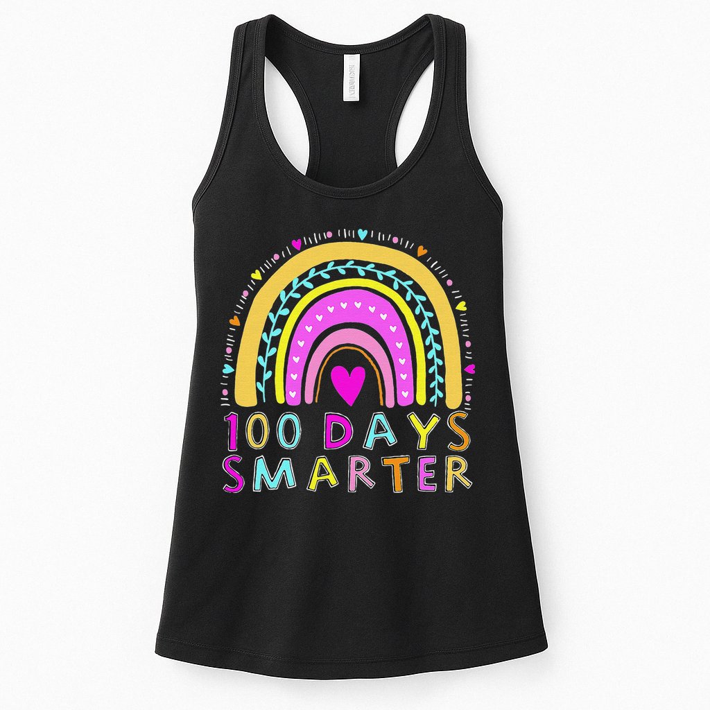 100th Day Of School Teacher rainbow 100 Days Smarter Womens Tank Top