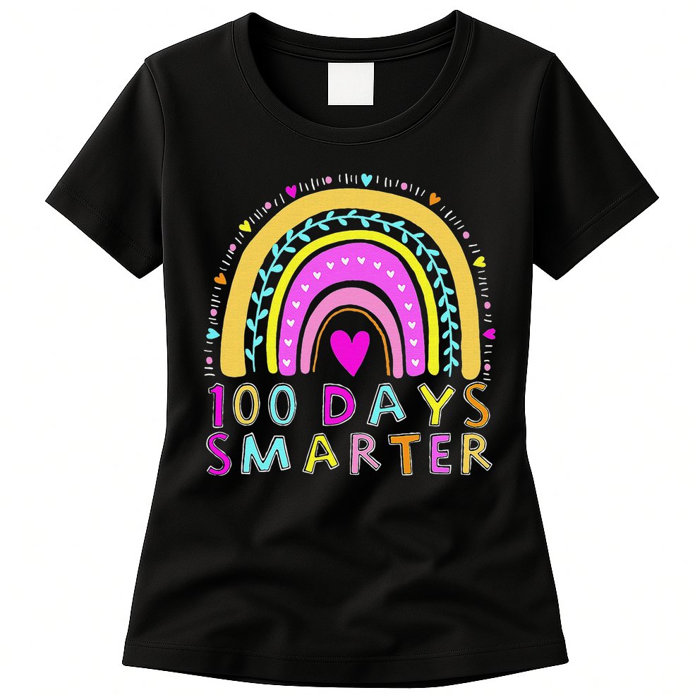 100th Day Of School Teacher rainbow 100 Days Smarter Womens T-Shirt