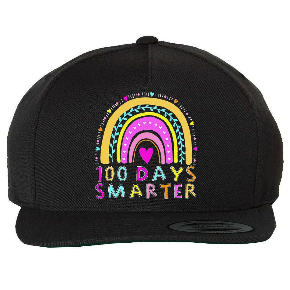 100th Day Of School Teacher rainbow 100 Days Smarter Wool Snapback Cap