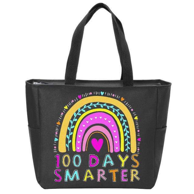 100th Day Of School Teacher rainbow 100 Days Smarter Zip Tote Bag