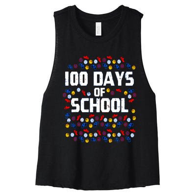 100 Days Of School  Sport Player  Women's Racerback Cropped Tank