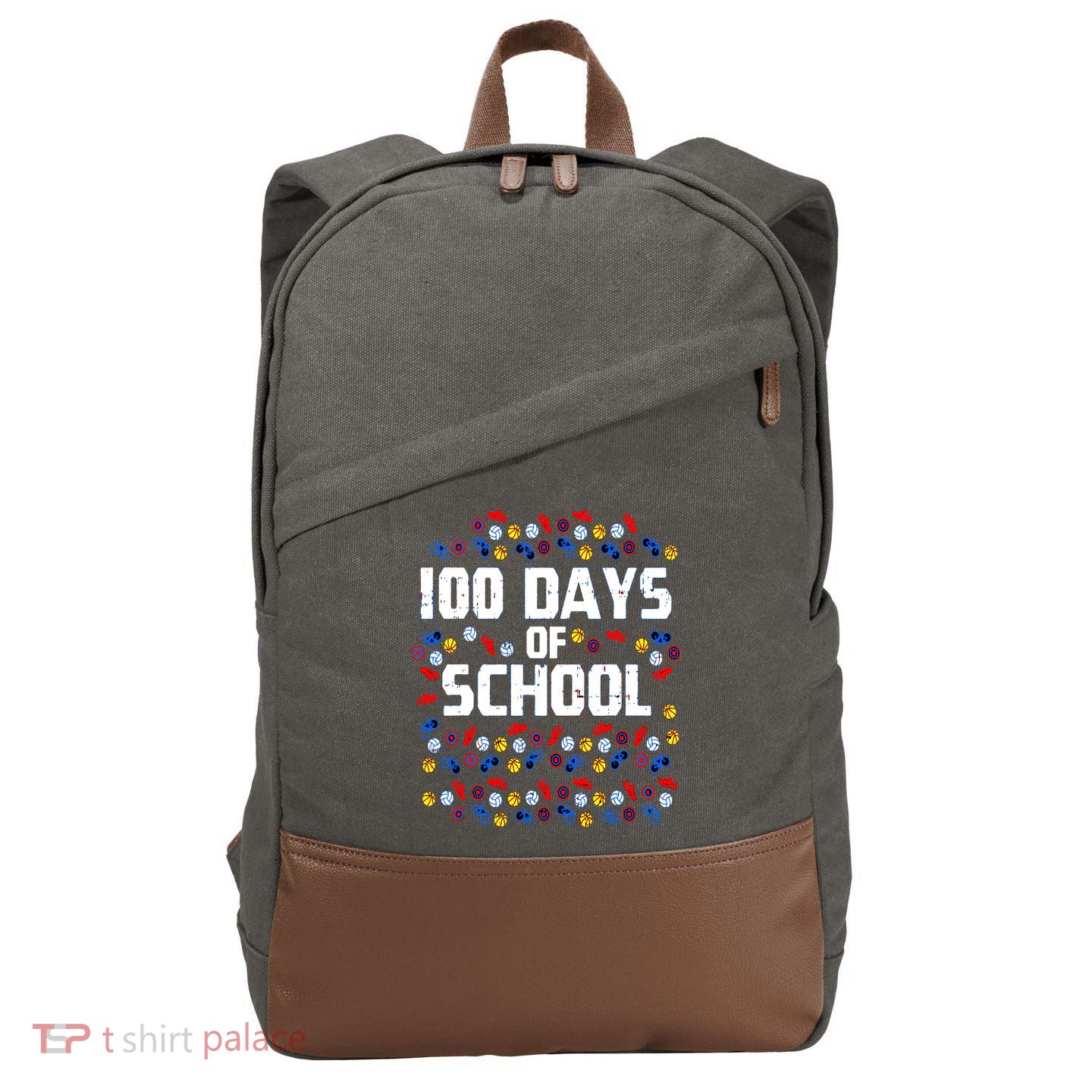 100 Days Of School  Sport Player  Cotton Canvas Backpack