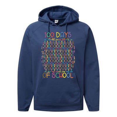 100 Days Of School Teacher Student Funny Performance Fleece Hoodie