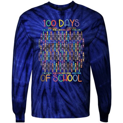 100 Days Of School Teacher Student Funny Tie-Dye Long Sleeve Shirt