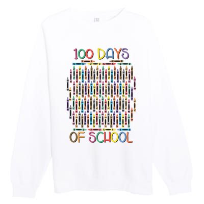 100 Days Of School Teacher Student Funny Premium Crewneck Sweatshirt