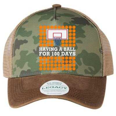 100th Day Of School Basketball Balls 100 Basket Balls Basketball Hoop Legacy Tie Dye Trucker Hat