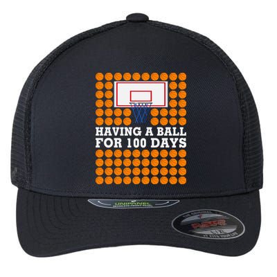 100th Day Of School Basketball Balls 100 Basket Balls Basketball Hoop Flexfit Unipanel Trucker Cap