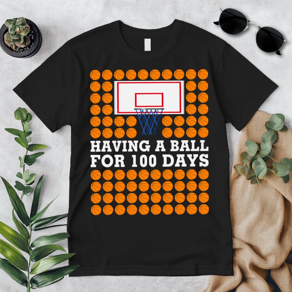 100th Day Of School Basketball Balls 100 Basket Balls Basketball Hoop Premium T-Shirt