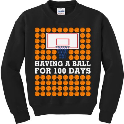100th Day Of School Basketball Balls 100 Basket Balls Basketball Hoop Kids Sweatshirt
