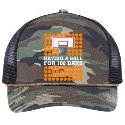 100th Day Of School Basketball Balls 100 Basket Balls Basketball Hoop Retro Rope Trucker Hat Cap