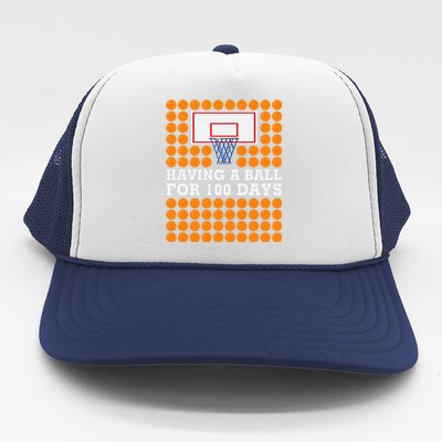 100th Day Of School Basketball Balls 100 Basket Balls Basketball Hoop Trucker Hat