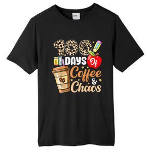 100 Days Of Coffee & Chaos 100th Day Of School Teacher Tall Fusion ChromaSoft Performance T-Shirt