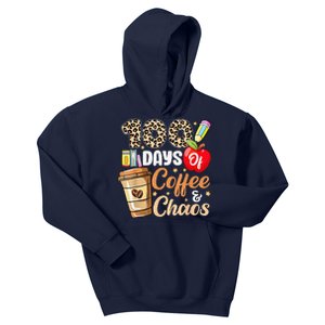 100 Days Of Coffee & Chaos 100th Day Of School Teacher Kids Hoodie