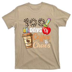 100 Days Of Coffee & Chaos 100th Day Of School Teacher T-Shirt