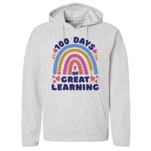 100 Days Of Great Learning School Rainbow Performance Fleece Hoodie