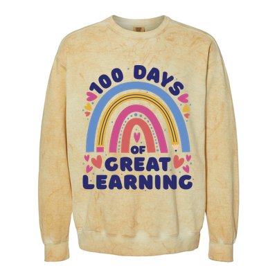 100 Days Of Great Learning School Rainbow Colorblast Crewneck Sweatshirt
