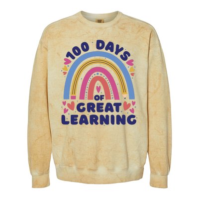 100 Days Of Great Learning School Rainbow Colorblast Crewneck Sweatshirt