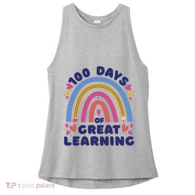 100 Days Of Great Learning School Rainbow Ladies PosiCharge Tri-Blend Wicking Tank