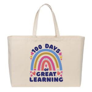 100 Days Of Great Learning School Rainbow Cotton Canvas Jumbo Tote