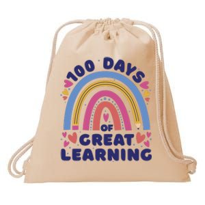 100 Days Of Great Learning School Rainbow Drawstring Bag