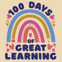 100 Days Of Great Learning School Rainbow Drawstring Bag