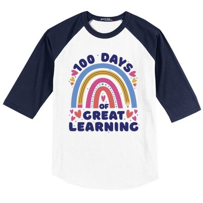 100 Days Of Great Learning School Rainbow Baseball Sleeve Shirt