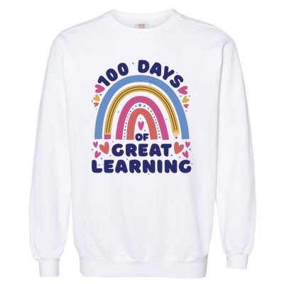 100 Days Of Great Learning School Rainbow Garment-Dyed Sweatshirt